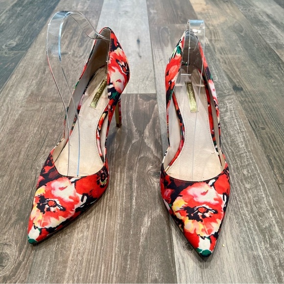 Anthropologie Louise Et Cie Floral D'Orsay Hermosah Pumps Pointed Toe Heel Sz 9 - Picture 2 of 10